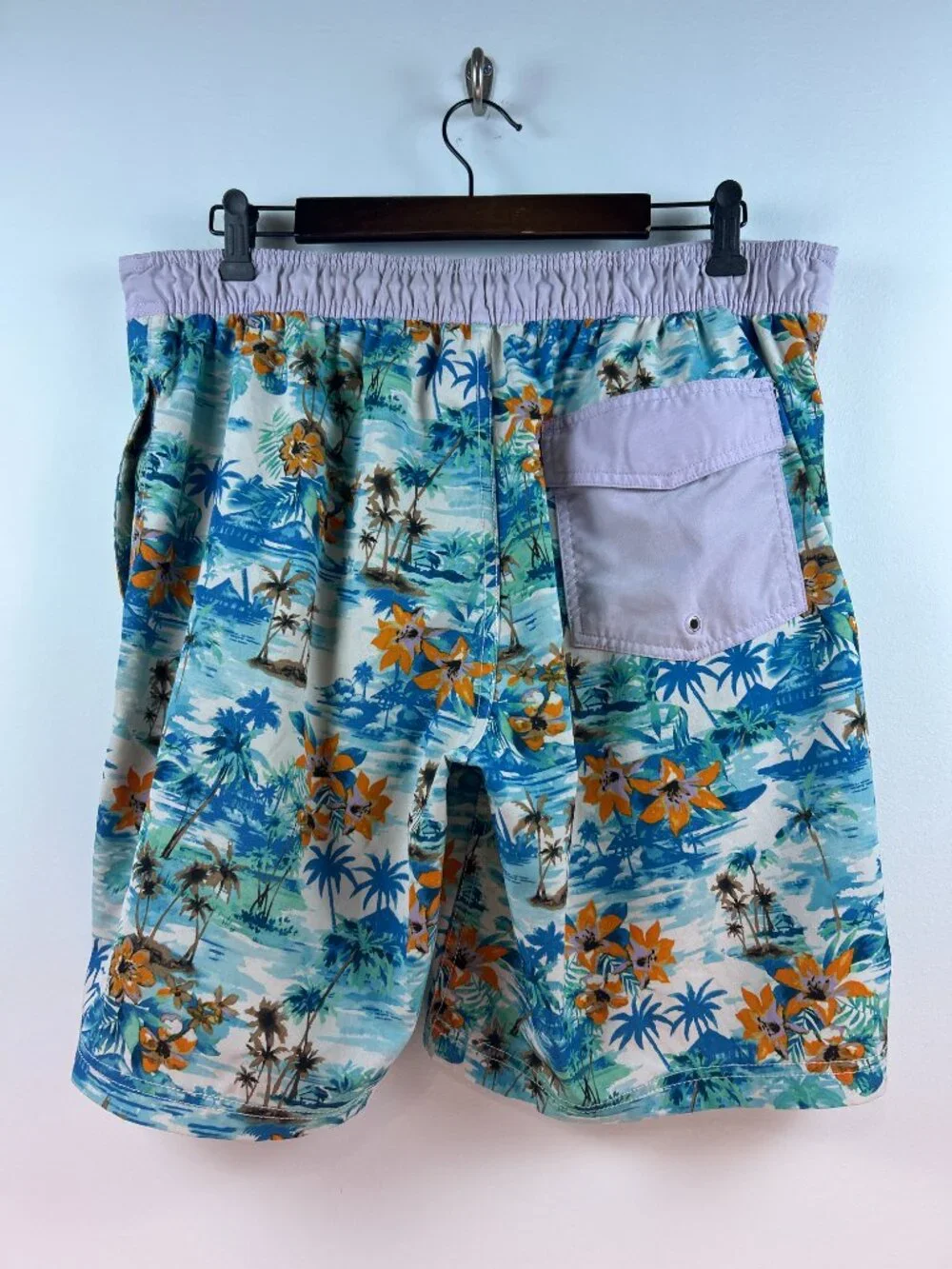 George Men's Tropical Palm Floral Swim Trunks Board Shorts Large